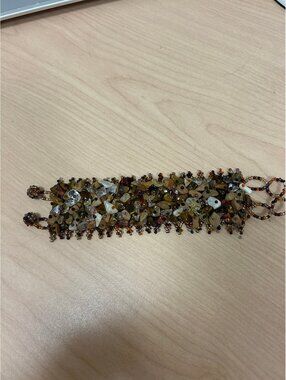 Natural Earthtone Stone Wide Bracelet